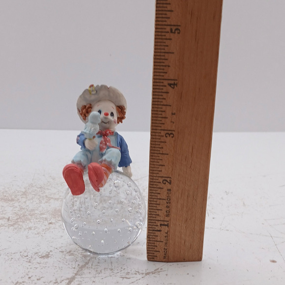 VTG Simson Clown Blue Bird Porcelain & Bubble Glass Paperweight Whimsical Decor - Picture 8 of 9